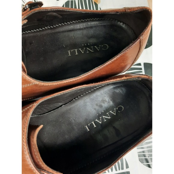 Canali Mens Brown Leather Woven Double Monk Strap Dress Shoes Size 45 12US‎ main image 4